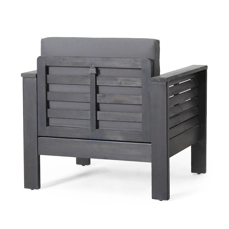 Outdoor Acacia Wood Club Chairs w/ Cushions, Patio Chairs Set of 2