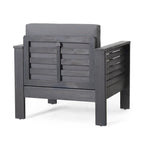 Outdoor Acacia Wood Club Chairs w/ Cushions, Patio Chairs Set of 2
