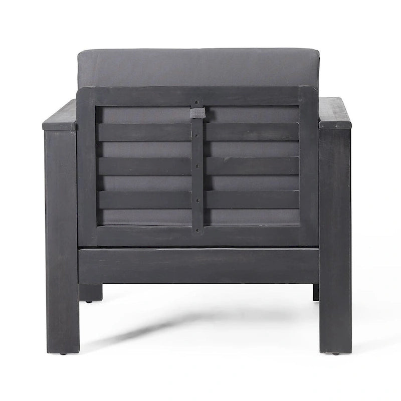 Outdoor Acacia Wood Club Chairs w/ Cushions, Patio Chairs Set of 2