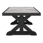 Tira 48 Inch Outdoor Coffee Table, Tile Top, Black, Light Gray Finish