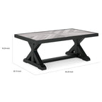 Tira 48 Inch Outdoor Coffee Table, Tile Top, Black, Light Gray Finish