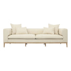 Linen Blend Upholstered Sofa with Pillows – Beige, Minimalist Style, Seats 3