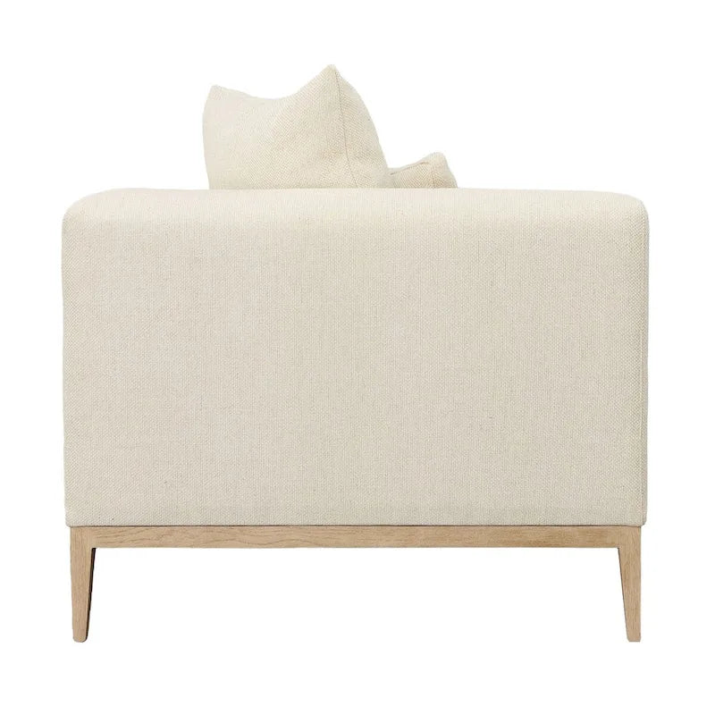 Linen Blend Upholstered Sofa with Pillows – Beige, Minimalist Style, Seats 3