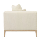 Linen Blend Upholstered Sofa with Pillows – Beige, Minimalist Style, Seats 3