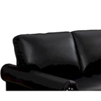 Faux Leather Loveseat with Storage – Burgundy / Grey / Black, Nailhead Trim, Seats 2