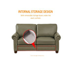 Faux Leather Loveseat with Storage – Burgundy / Grey / Black, Nailhead Trim, Seats 2
