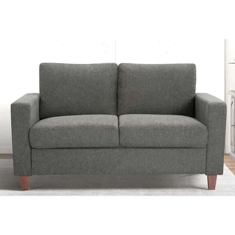 Upholstered Loveseat with Square Arms – Beige / Green / Orange / Grey, Mid-Century Modern, Seats 2