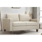 Upholstered Loveseat with Square Arms – Beige / Green / Orange / Grey, Mid-Century Modern, Seats 2