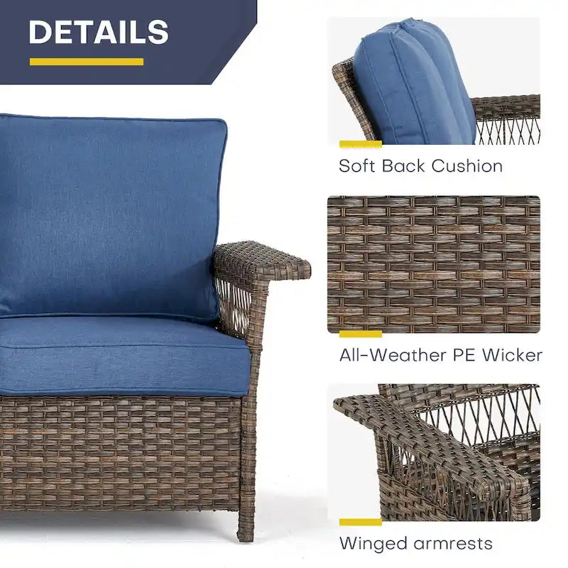 Gymojoy Patio Wicker Rattan Club Chairs - Brown