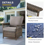 Gymojoy Patio Wicker Rattan Club Chairs - Brown