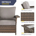 Gymojoy Patio Wicker Rattan Club Chairs - Brown