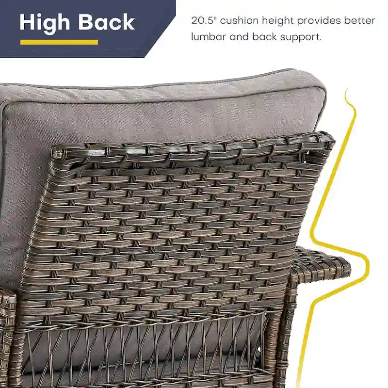 Gymojoy Patio Wicker Rattan Club Chairs - Brown