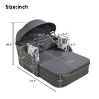 Outdoor Adjustable Canopy Sunbed Loveseat Set