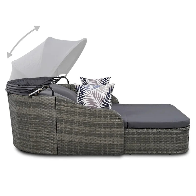 Outdoor Adjustable Canopy Sunbed Loveseat Set