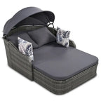 Outdoor Adjustable Canopy Sunbed Loveseat Set