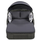 Outdoor Adjustable Canopy Sunbed Loveseat Set