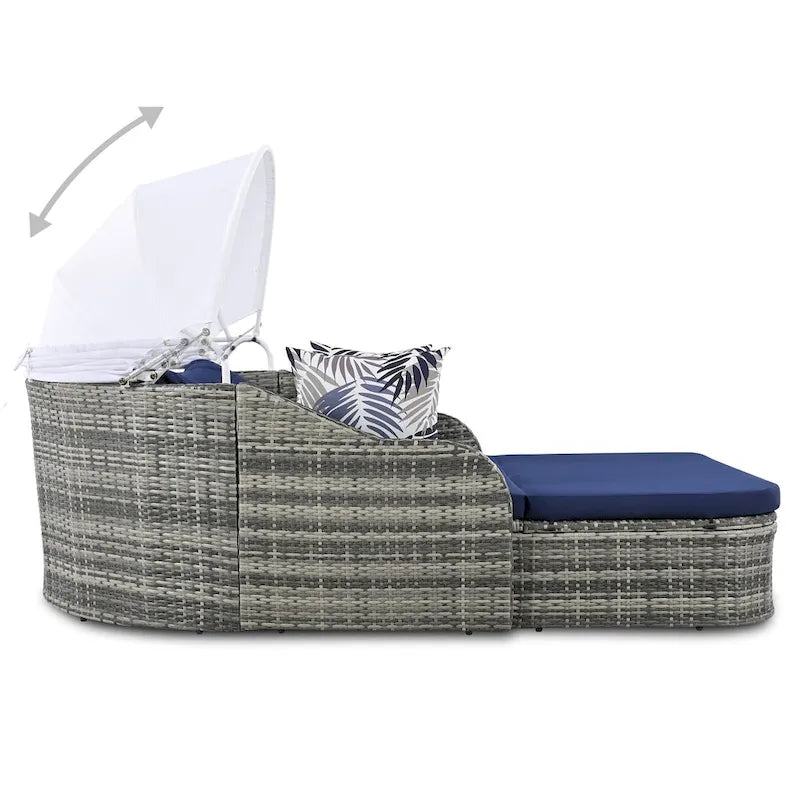 Outdoor Adjustable Canopy Sunbed Loveseat Set