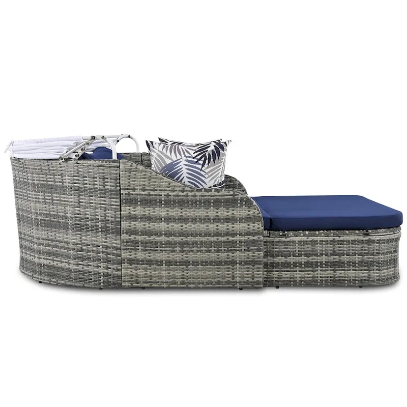 Outdoor Adjustable Canopy Sunbed Loveseat Set