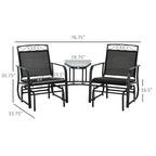 Outdoor Glider Chairs with Coffee Table, Patio 2-Seat Rocking Chair Swing with Breathable Sling