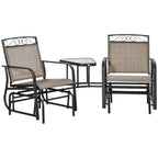 Outdoor Glider Chairs with Coffee Table, Patio 2-Seat Rocking Chair Swing with Breathable Sling