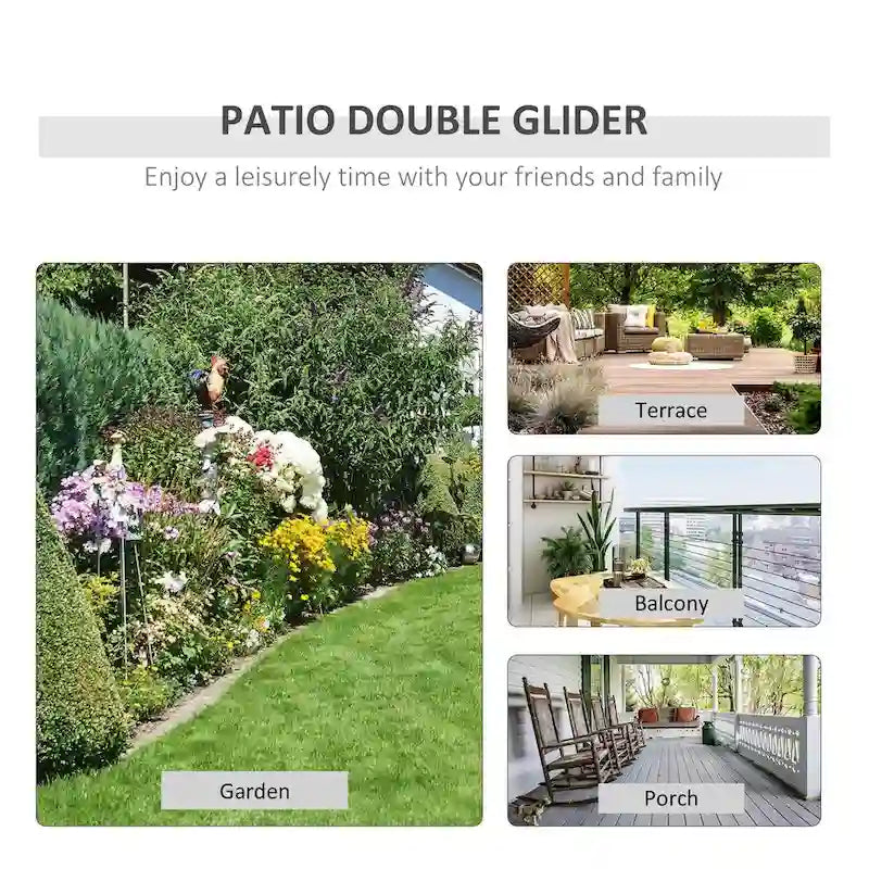 Outdoor Glider Chairs with Coffee Table, Patio 2-Seat Rocking Chair Swing with Breathable Sling