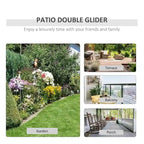 Outdoor Glider Chairs with Coffee Table, Patio 2-Seat Rocking Chair Swing with Breathable Sling