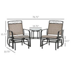 Outdoor Glider Chairs with Coffee Table, Patio 2-Seat Rocking Chair Swing with Breathable Sling