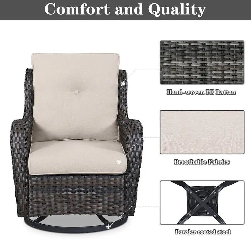Rattan Rocker Chairs with High Back - Brown