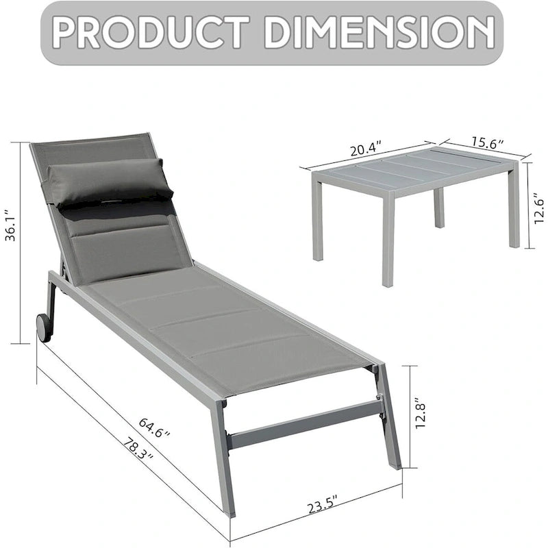 Outdoor Patio Chaise Lounge Set of 3