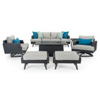 Portofino Casual 7 Piece Sunbrella Outdoor Patio Motion Fire Seating Set
