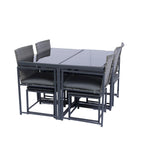 9 Pieces Patio Dining Sets Outdoor Space Saving Rattan Chairs with Glass Table Top