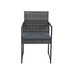 9 Pieces Patio Dining Sets Outdoor Space Saving Rattan Chairs with Glass Table Top