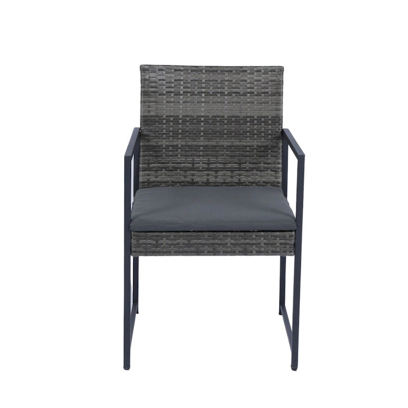 9 Pieces Patio Dining Sets Outdoor Space Saving Rattan Chairs with Glass Table Top