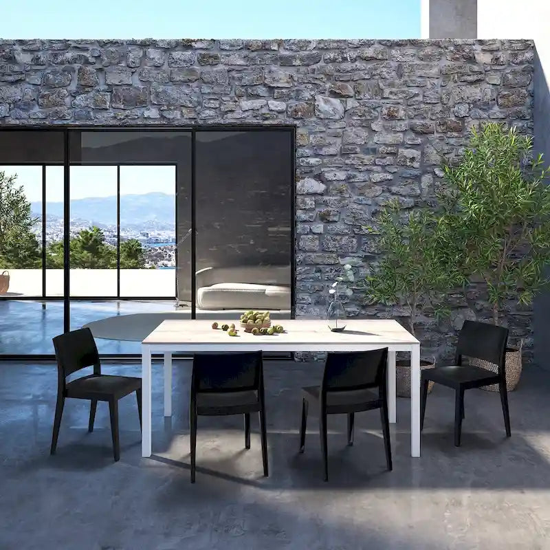 WRGHOME Modern Stacking Patio Dining Side Chair Indoor/Outdoor (Set of 2) - 31.10 H X 19.29 W X 19.68 D