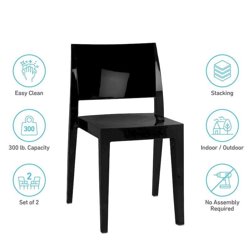 WRGHOME Modern Stacking Patio Dining Side Chair Indoor/Outdoor (Set of 2) - 31.10 H X 19.29 W X 19.68 D