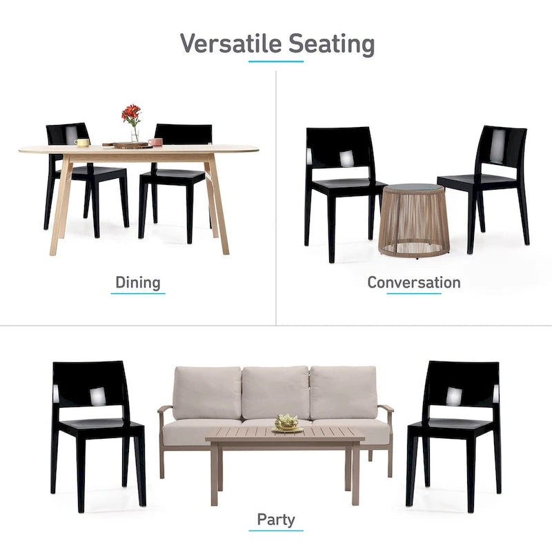 WRGHOME Modern Stacking Patio Dining Side Chair Indoor/Outdoor (Set of 2) - 31.10 H X 19.29 W X 19.68 D