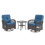 Gymojoy Outdoor 3-piece Rocking Swivel Chair Set - Brown