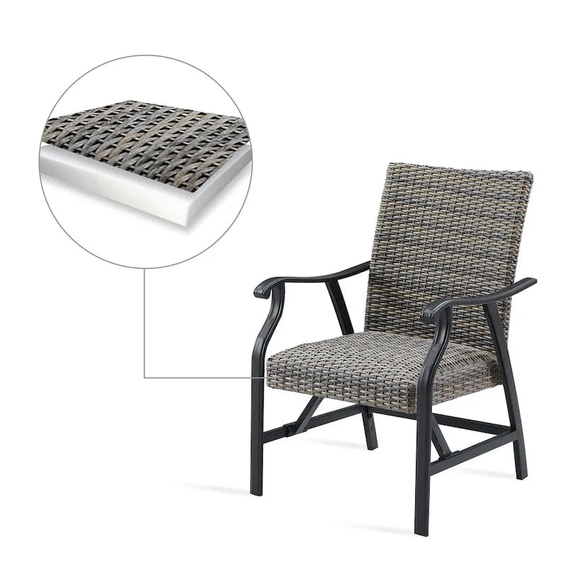 Outdoor Patio Wicker Furniture Dining Set with Arm Chairs and Table