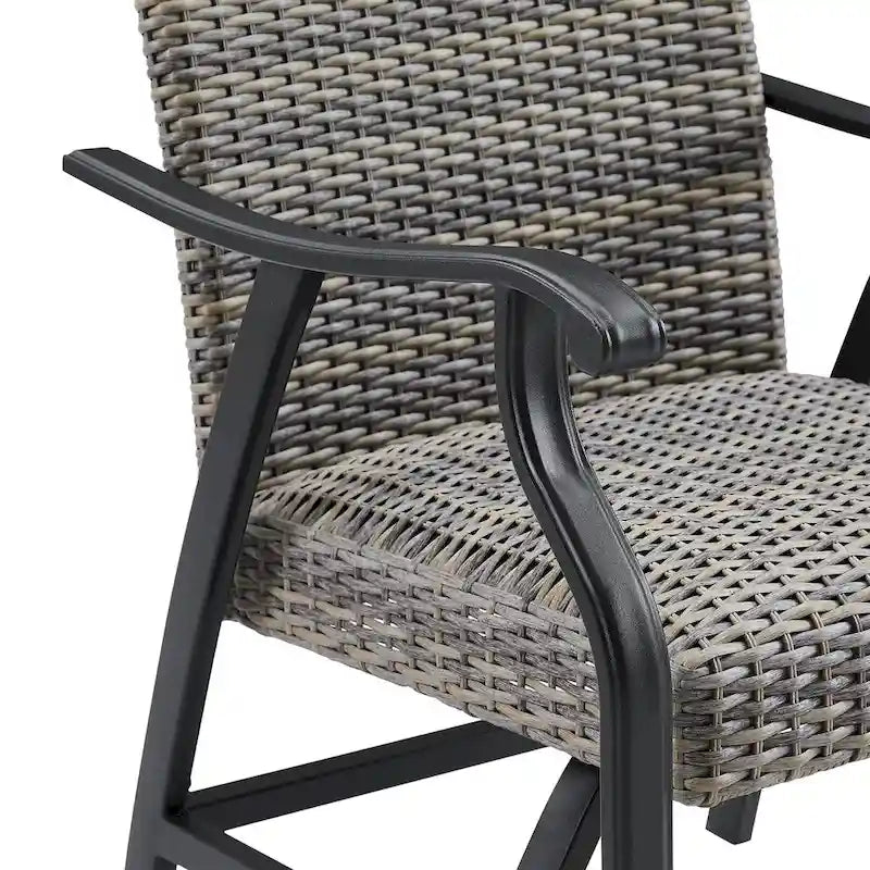 Outdoor Patio Wicker Furniture Dining Set with Arm Chairs and Table
