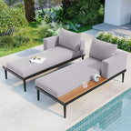 Outdoor Patio Daybed with Acacia Wood Side Spaces