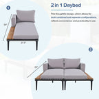 Outdoor Patio Daybed with Acacia Wood Side Spaces
