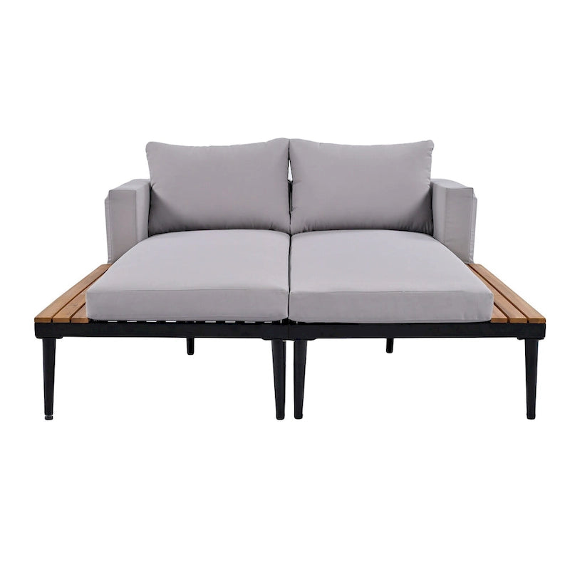 Outdoor Patio Daybed with Acacia Wood Side Spaces