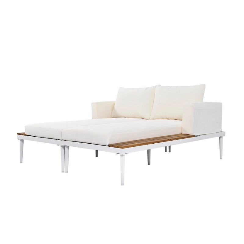 Outdoor Patio Daybed with Acacia Wood Side Spaces