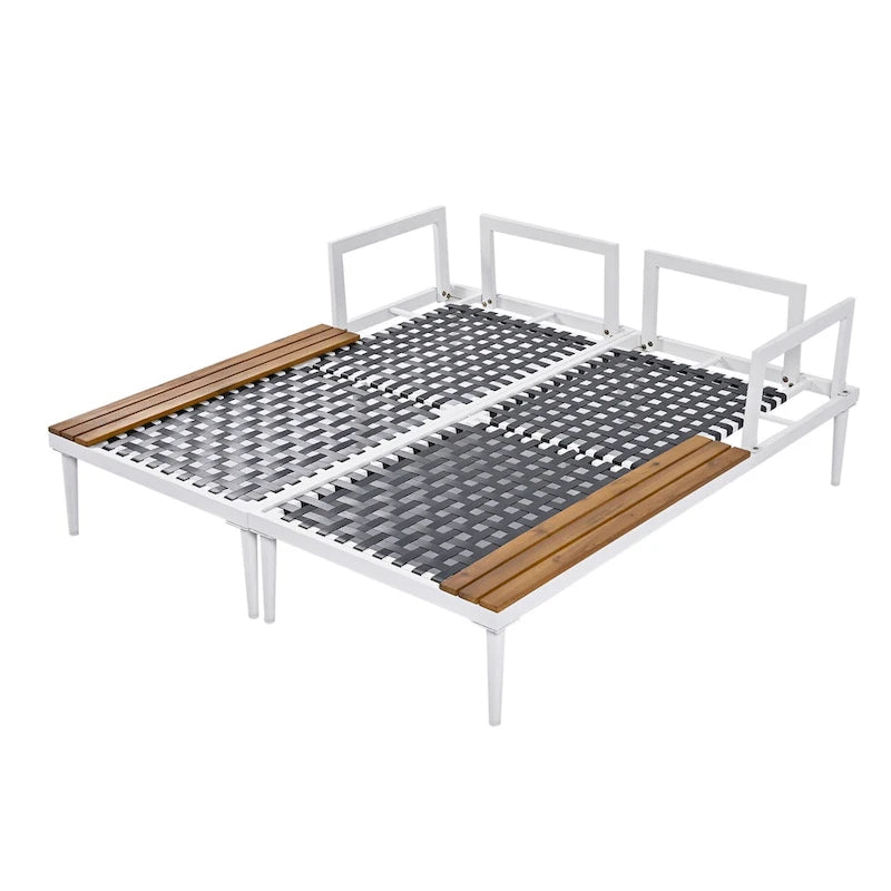 Outdoor Patio Daybed with Acacia Wood Side Spaces