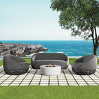 Willow 3-Piece Upholstered Rope Woven Patio Deep Seating Conversation Set