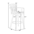 Luna 30 Inch Outdoor Swivel Barstool Chair, Rustic Teak Wood, Brown