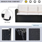 6-Piece All-Weather Wicker PE Rattan Patio Outdoor Conversation Sofa Sectional Set with coffee table and Cushions