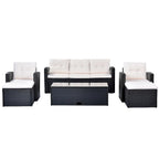 6-Piece All-Weather Wicker PE Rattan Patio Outdoor Conversation Sofa Sectional Set with coffee table and Cushions