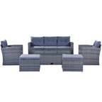 6-Piece All-Weather Wicker PE Rattan Patio Outdoor Conversation Sofa Sectional Set with coffee table and Cushions