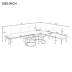 Grey Acacia Wood Outdoor Sectional Sofa Set